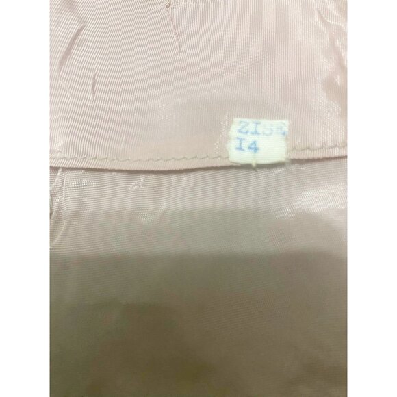 1950s Strapless Crochet Lace Peplum Top | Sage over Blush Satin, Sequins, Boned/ - Picture 10 of 10